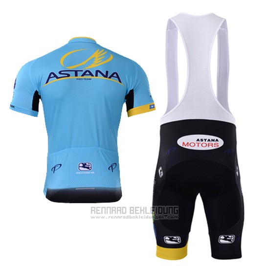 2017 Fahrradbekleidung Astana Blau Trikot Kurzarm und Tragerhose